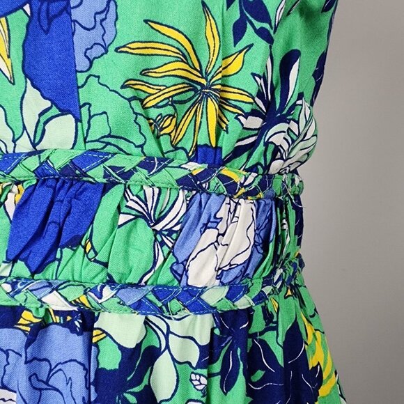 Japna Blue & Green Floral Summer Maxi Dress Size S - Picture 4 of 11